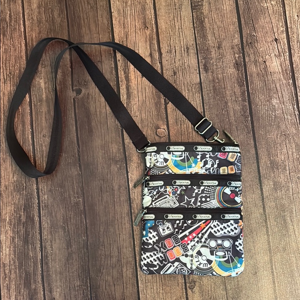 EUC Le Sportsac Crossbody with Music, Boom Box Graphics